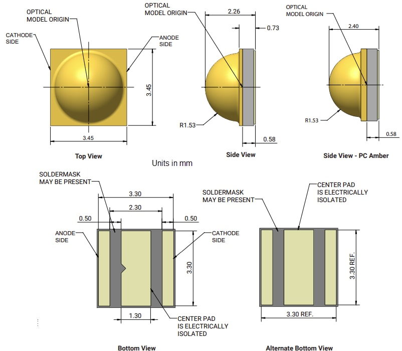 Mechanical Drawing - Cree LED XLamp® XP-E2 LEDs